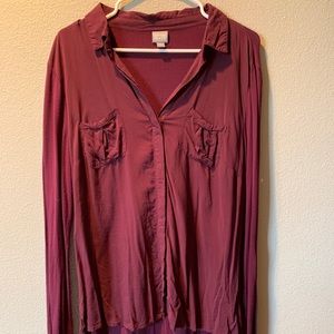 Converse One-Star maroon button down top